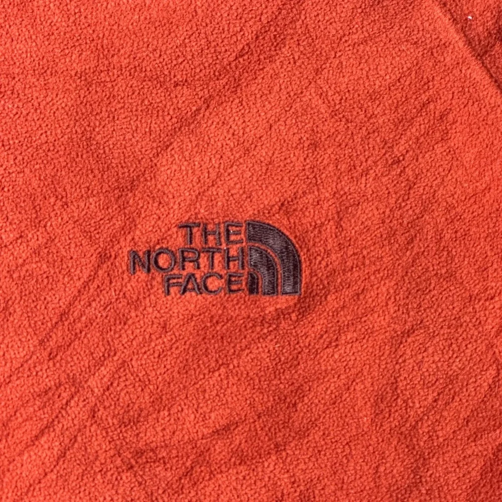 The North Face Fleece Pullover Mens M Orange ATJ1 Racing Stripe Long Sleeve Crew